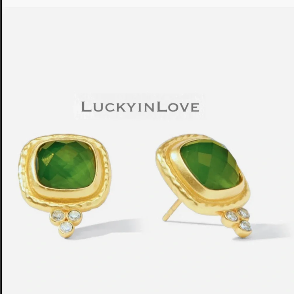 JULIE VOS® Tudor Stud Earrings Color Iridescent Jade Green